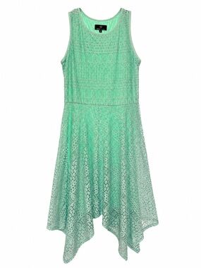 Ronni Nicole Mint Lace Handkerchief-Hem Dress
